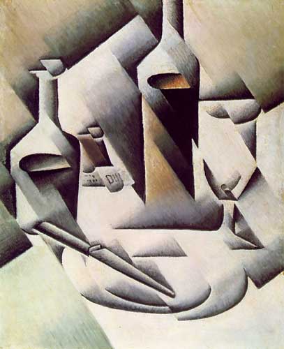 Painting Code#7681-Juan Gris: Bottle and Knife