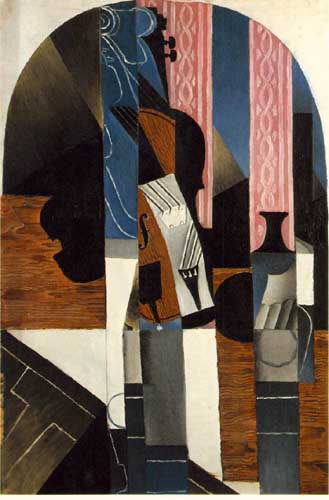Painting Code#7690-Juan Gris: Violin and Ink Bottle on a Table