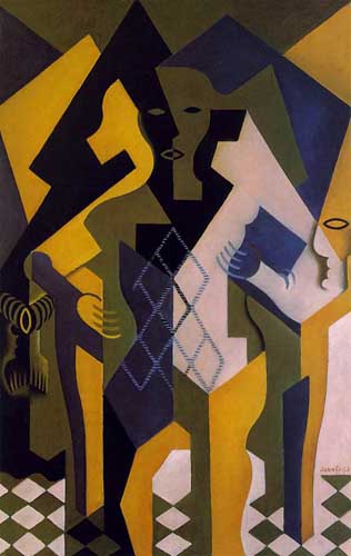 Painting Code#7692-Juan Gris: Harlequin at a Table