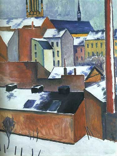 Painting Code#7719-Macke, August(Germany): St. Mary&#039;s in the Snow