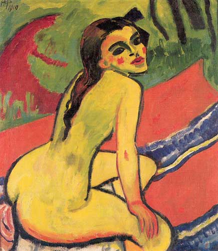 Painting Code#7770-Hermann Max Pechstein - Seated Nude