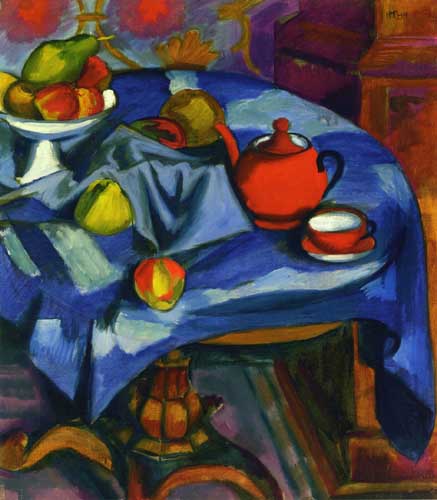 Painting Code#7775-Hermann Max Pechstein - The Red Tea Service