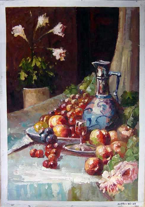 Painting Code#S120991-Still Life Painting with Fruits and Vase