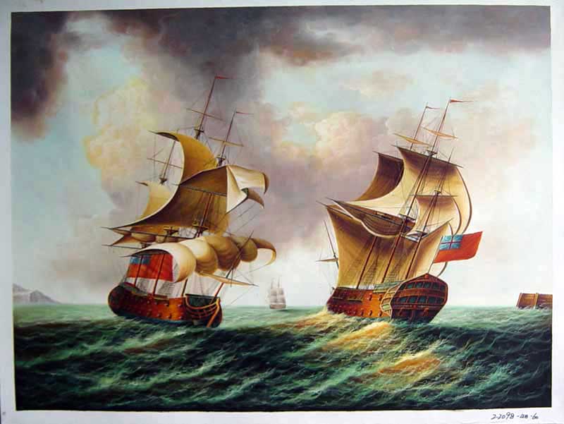 Painting Code#S122098-Seascape Painting with Warships