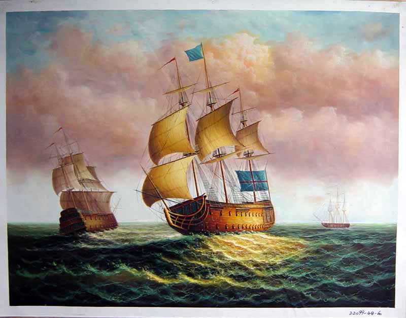 Painting Code#S122099-Seascape Painting with Warships