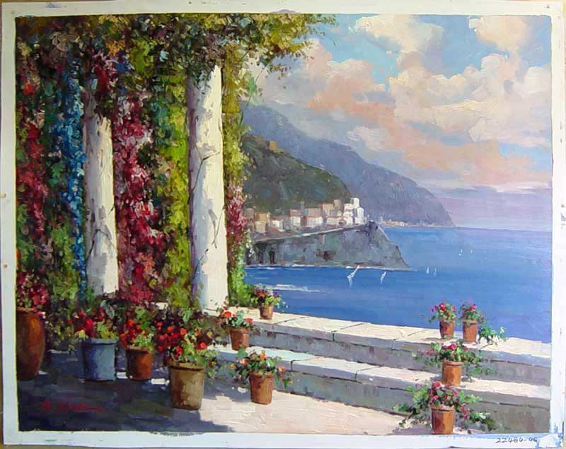 Painting Code#S122484-Mediterranean Seascape Painting 