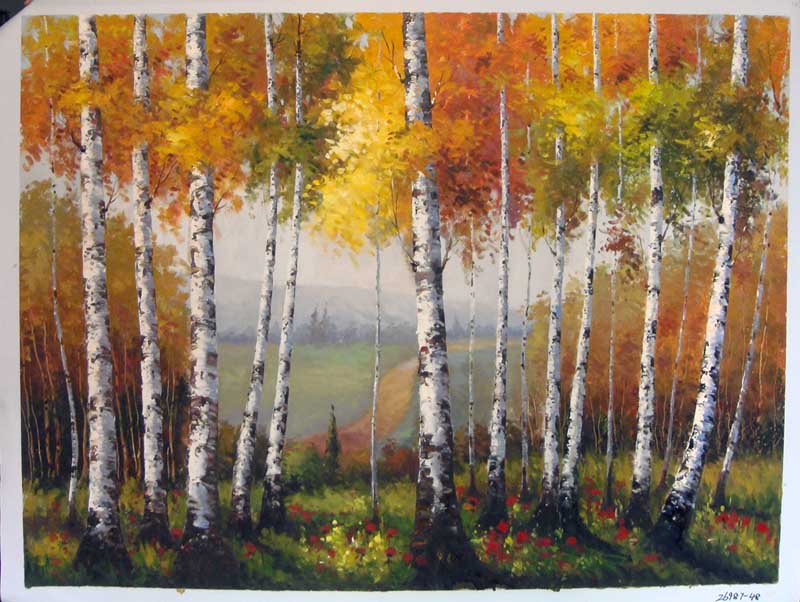 Painting Code#S126987-Landscape Painting with Birch Trees