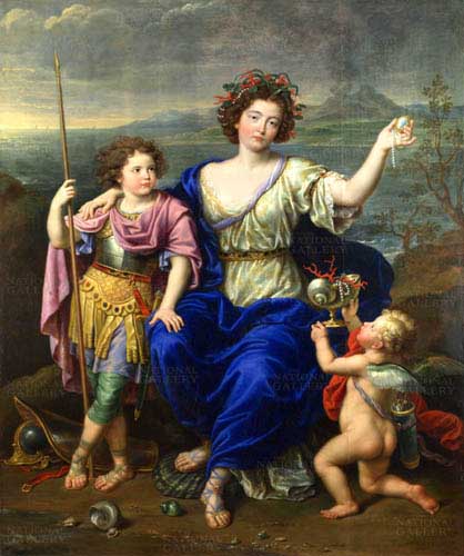Painting Code#1015-Mignard, Pierre(France): The Marquise de Seignelay and Two of her Children