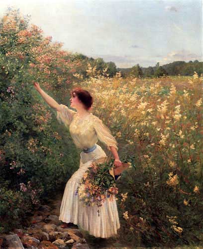 Painting Code#1023-Brouillet, Pierre Andre: Picking Flowers 