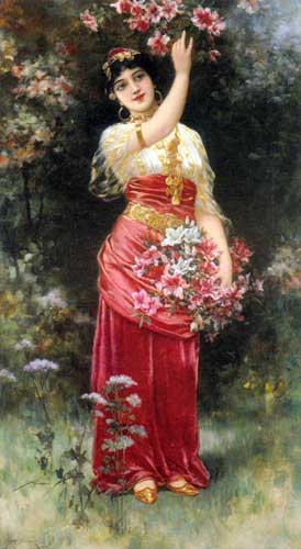 Painting Code#1054-Semenowsky, Eisman(France): An Oriental flower Girl