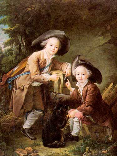 Painting Code#1089-Drouais, Fran&amp;ccedil;ois-Herbert: Le Comte and Chevalier de Choiseul as Savoyards