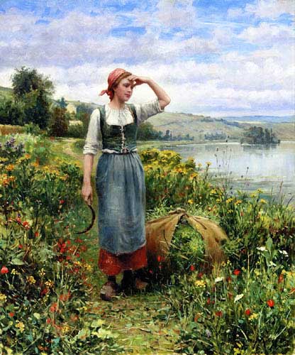 Painting Code#1099-Knight, Daniel Ridgway(USA): A Field of Flowers
