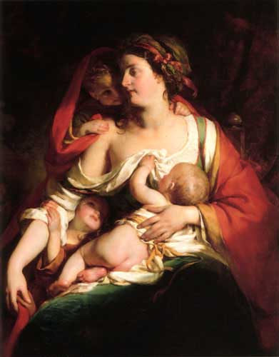 Painting Code#11031-Amerling, Friedrich von: Mother and Children