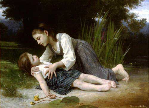 Painting Code#11037-Bouguereau, Elizabeth Jane Gardner: The Imprudent Girl