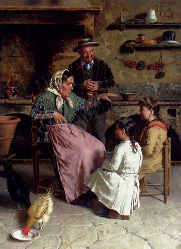 Painting Code#11930-Zampighi, Eugenio(Italy): A Captive Audience