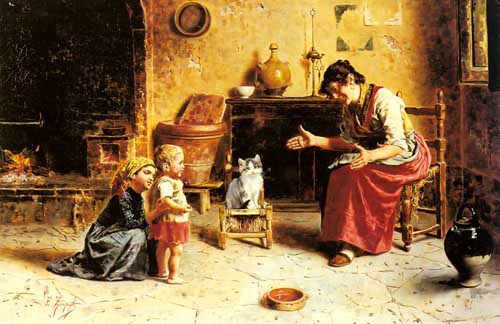 Painting Code#11937-Zampighi, Eugenio(Italy): A Child&#039;s First Step