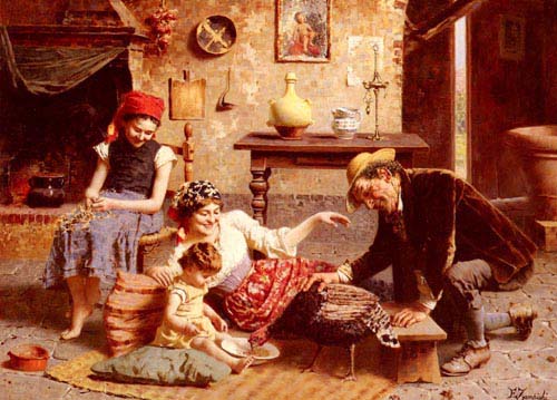 Painting Code#11938-Zampighi, Eugenio(Italy): A Happy Family