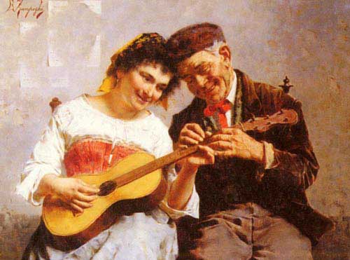 Painting Code#11940-Zampighi, Eugenio(Italy): A Private Concert
