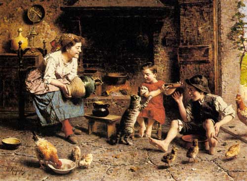 Painting Code#11944-Zampighi, Eugenio(Italy): Mealtime