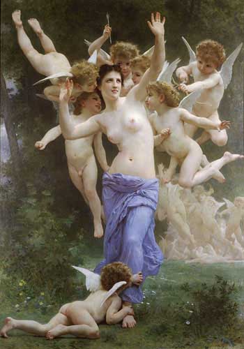 Painting Code#12041-Bouguereau, William(France): The Wasp&#039;s Nest