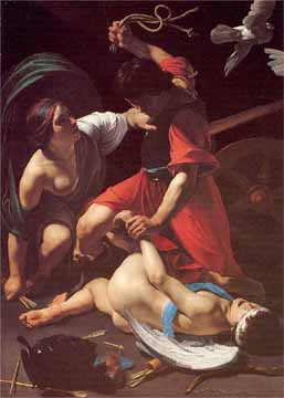 Painting Code#12202-Manfredi, Bartolomeo(Italy): Cupid Chastised