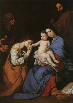 Painting Code#12208-Ribera, Jusepe de (Spain): The Holy Family with Saints Anne &amp; Catherine of Alexandria