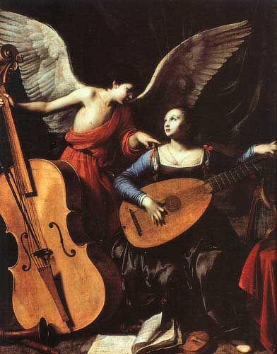 Painting Code#12210-Saraceni, Carlo (Italy): St. Cecilia with an Angel