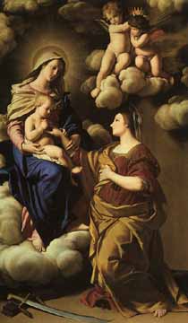 Painting Code#12213-Sassoferrato (Giovan Battista Salvi, Italian): The Mystic Marriage of St. Catherine