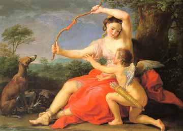 Painting Code#12218-Batoni,Pompeo: Diana &amp; Cupid