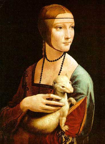 Painting Code#15007-Leonardo da Vinci: Portrait of Cecilia Gallerani (Lady with an Ermine) 