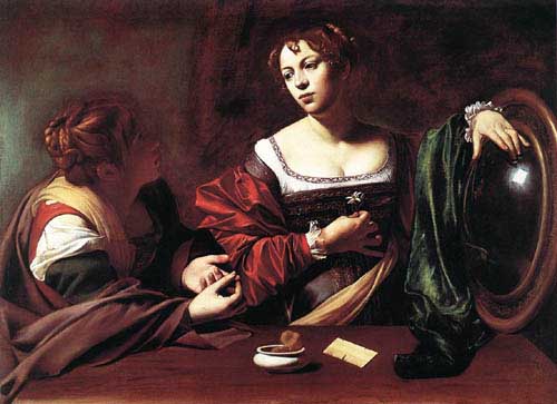 Painting Code#15016-Caravaggio, Michelangelo Merisi da: Martha and Mary Magdalene 