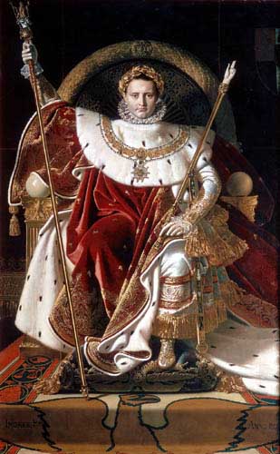 Painting Code#15048-Ingres: Napoleon I on His Imperial Throne