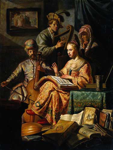 Painting Code#15055-Rembrandt van Rijn: Musical Allegory