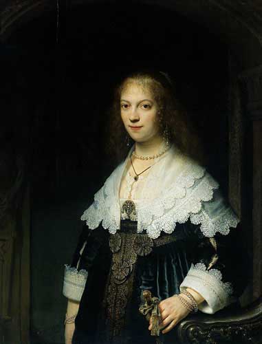 Painting Code#15056-Rembrandt van Rijn: Portrait of Maria Trip (1619-1683) 