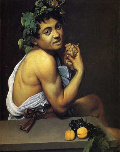 Painting Code#15115-Caravaggio, Michelangelo Merisi da - Self Portrait as Bacchus (Suck Bacchus or Satyr with Grapes)