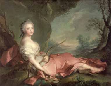Painting Code#15185-Jean Marc Nattier - Portrait of Maria Adelaide of France, Daughter of Louis XV Dressed as Diana
