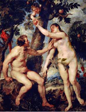 Painting Code#15196-Rubens, Peter Paul - Adam and Eve, a Rather Free Copy of the Painting by Titian