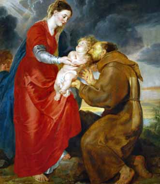 Painting Code#15242-Rubens, Peter Paul - The Virgin Presents the Infant Jesus to Saint Francis