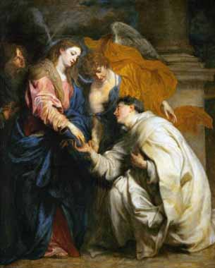 Painting Code#15270-Sir Anthony van Dyck - Mystic Engagement of the Beatified Hermann Joseph with the Virgin Mary