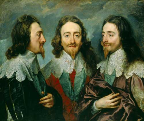 Painting Code#15280-Sir Anthony van Dyck - The Triple Portrait of King Charles