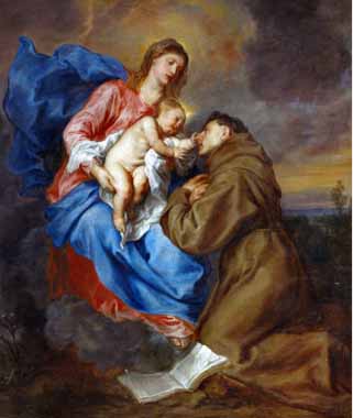 Painting Code#15284-Sir Anthony van Dyck - Virgin and Child with Saint Anthony of Padua