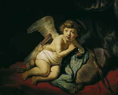 Painting Code#15315-Rembrandt van Rijn - Cupid with the Soap Bubble