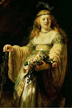 Painting Code#15319-Rembrandt van Rijn - Saskia Van Uylenburgh in Arcadian Costume