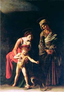 Painting Code#15327-Caravaggio, Michelangelo Merisi da - Madonna and Child with a Serpent