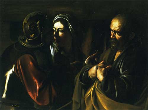 Painting Code#15340-Caravaggio, Michelangelo Merisi da - The Denial of St. Peter