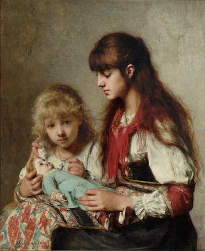 Painting Code#1879-Harlamoff, Alexei Alexeivich(Russia): Sisters
