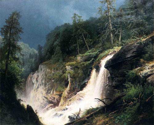Painting Code#20001-Herman Herzog - Western Waterfall