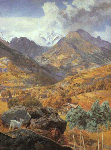 Painting Code#20010-Mountainous Landscape with a Goat