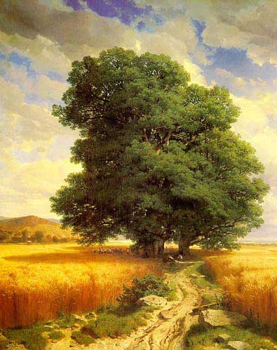 Painting Code#20011-Calame, Alexandre: Landscape with Oak Trees