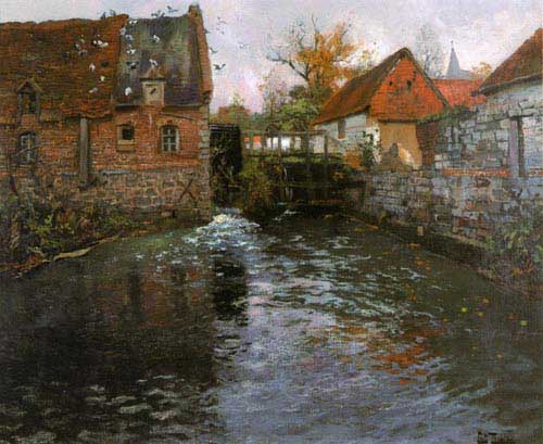 Painting Code#20040-Fritz Thaulow - The Mill Pond